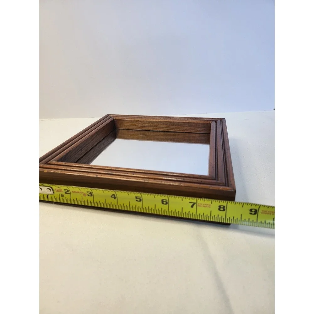 Vintage Wood Shadow Box Mirror Set 2 Piece Speckled Walnut Finish Wall Decor